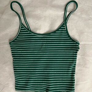 American Eagle green and white ribbed cami/tank
